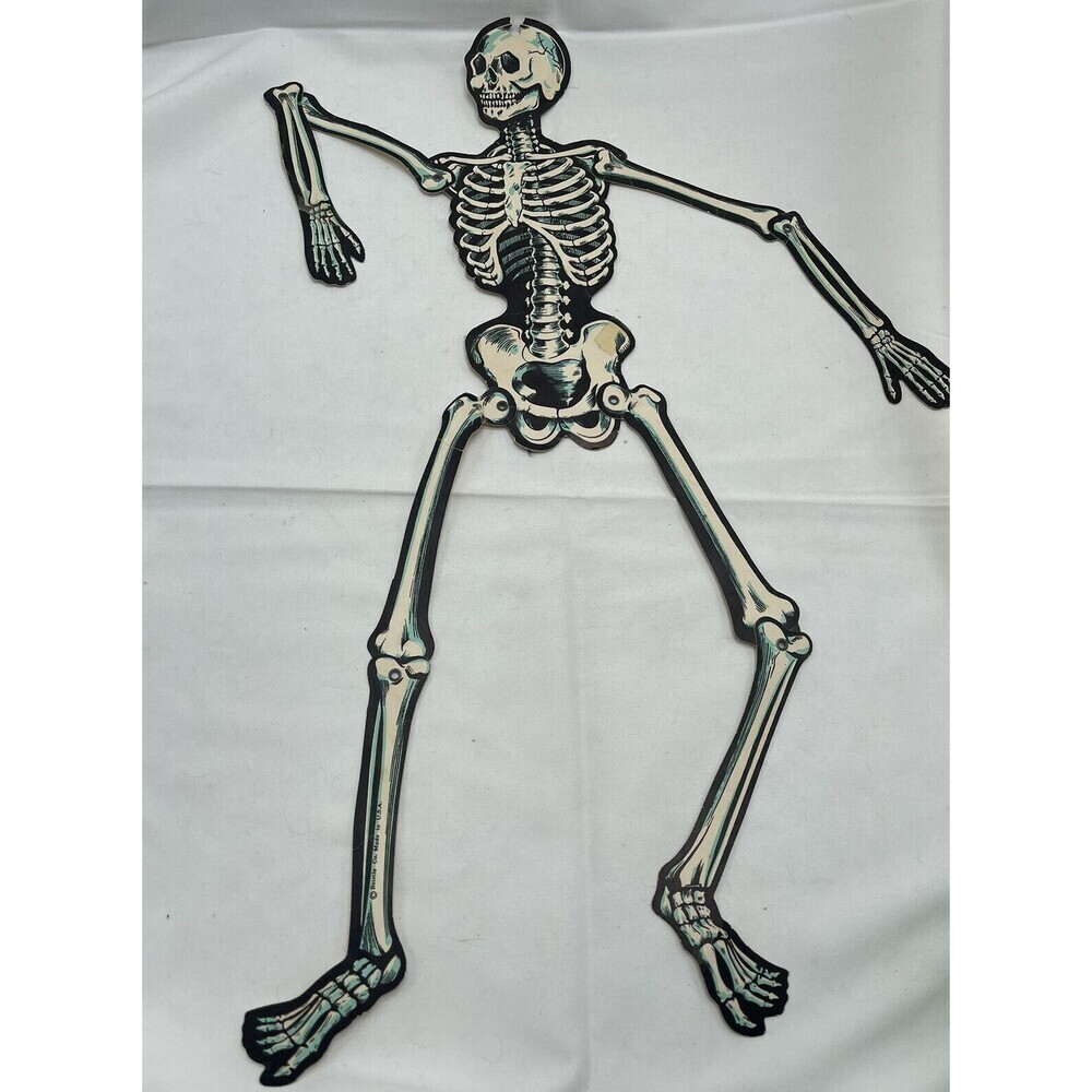 Vintage Halloween Beistle Jointed Skeleton Die Decor Spooky 22”